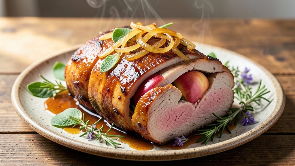 Apple Stuffed Pork Roast Recipe: Apple-Caramelized Heart With Herby Crisp