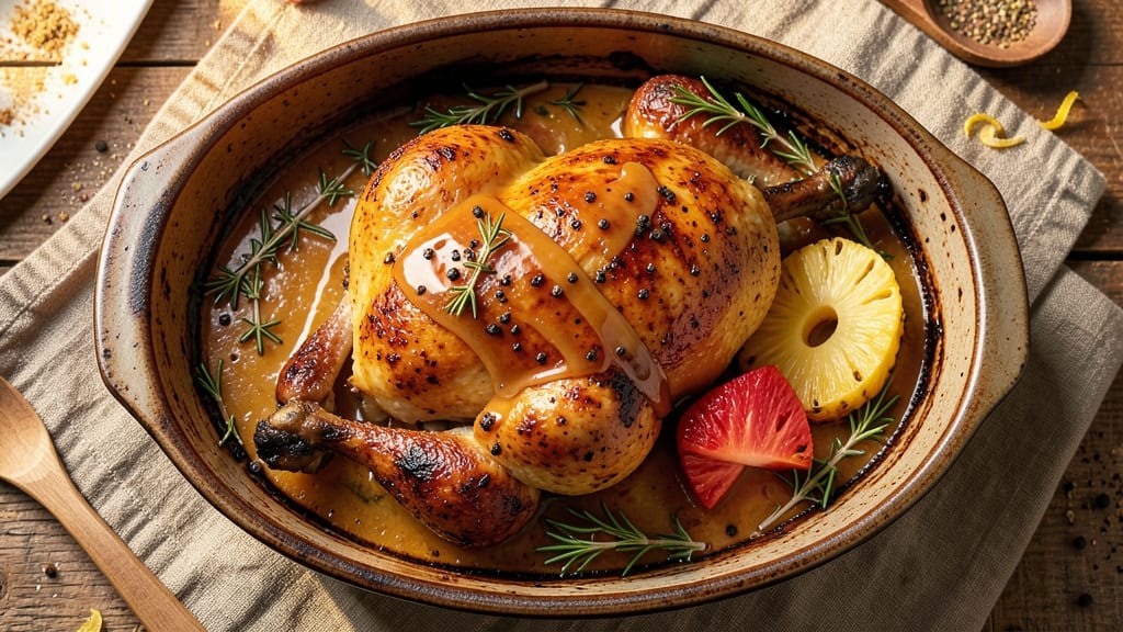 Baked Pineapple Whole Chicken Recipe: Caramelized Glaze and Juicy Core