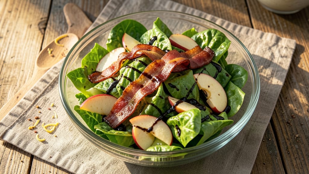 Apple Romaine Salad Recipe: Crispy Bacon and Sweet Balsamic Bites