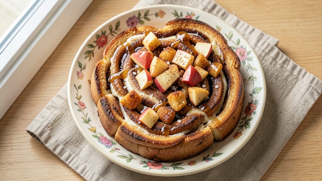 Apple Fritter Bread French Toast Recipe: Caramelized Apple Crunch Over Gooey Cinnamon Swirls
