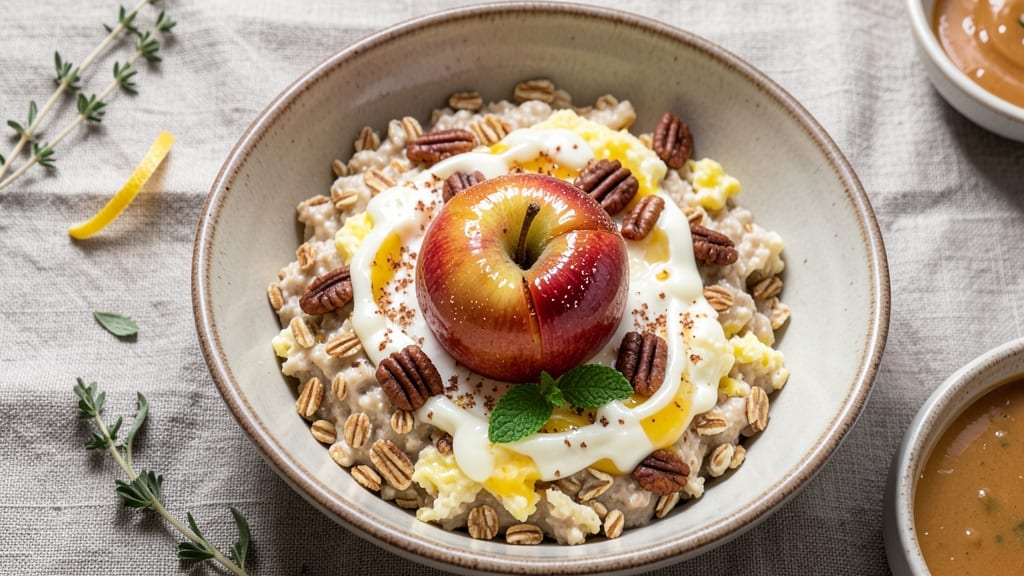 Baked Apple Breakfast Recipe: Spiced Cinnamon Oats With Warm Caramelized Topping